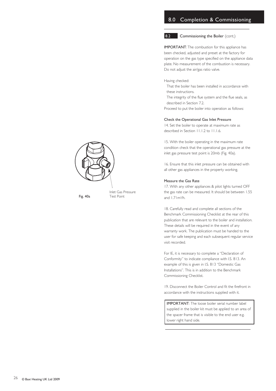 0 completion & commissioning | Baxi Potterton BBU 15 HE User Manual | Page 26 / 44