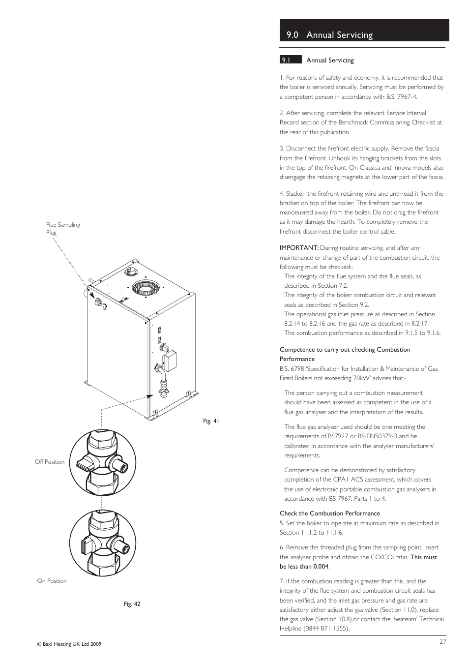 0 annual servicing | Baxi Potterton BBU 15 HE User Manual | Page 27 / 44