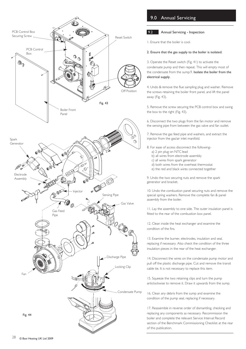 0 annual servicing | Baxi Potterton BBU 15 HE User Manual | Page 28 / 44