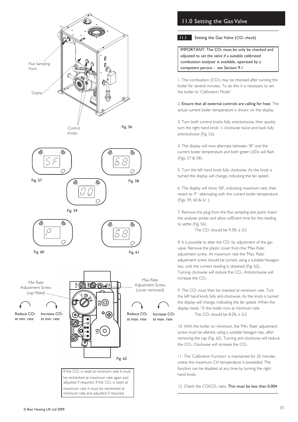 0 setting the gas valve | Baxi Potterton BBU 15 HE User Manual | Page 33 / 44