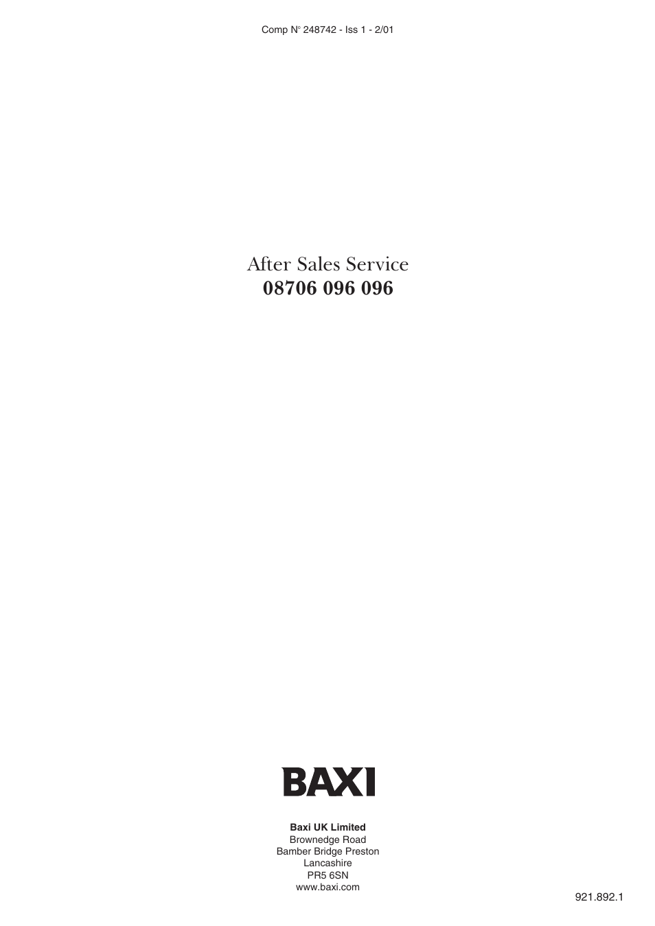 Baxi Potterton BAXI COMBI INSTANT 105E User Manual | Page 12 / 12