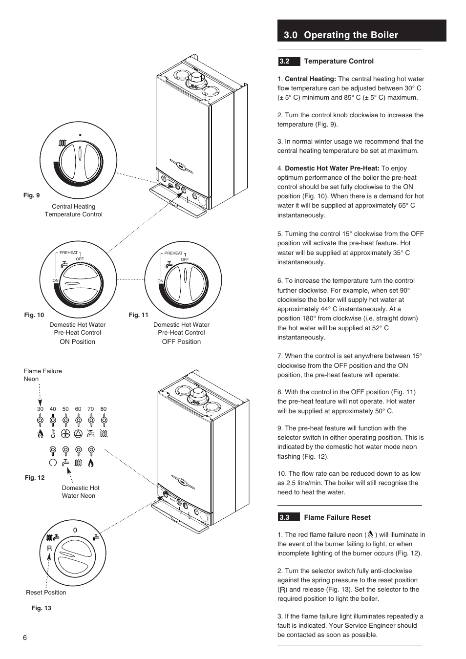 0 operating the boiler | Baxi Potterton BAXI COMBI INSTANT 105E User Manual | Page 6 / 12