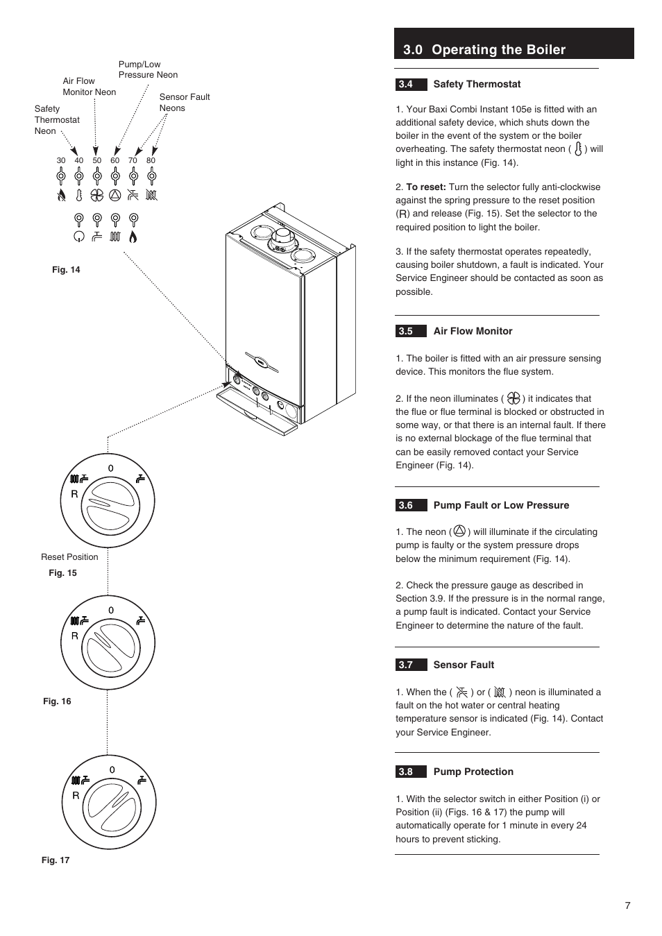 0 operating the boiler | Baxi Potterton BAXI COMBI INSTANT 105E User Manual | Page 7 / 12