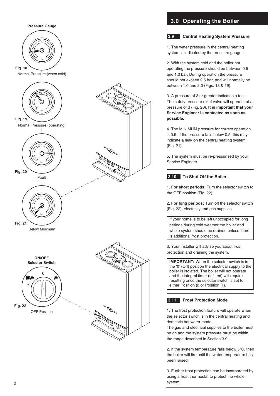 0 operating the boiler | Baxi Potterton BAXI COMBI INSTANT 105E User Manual | Page 8 / 12