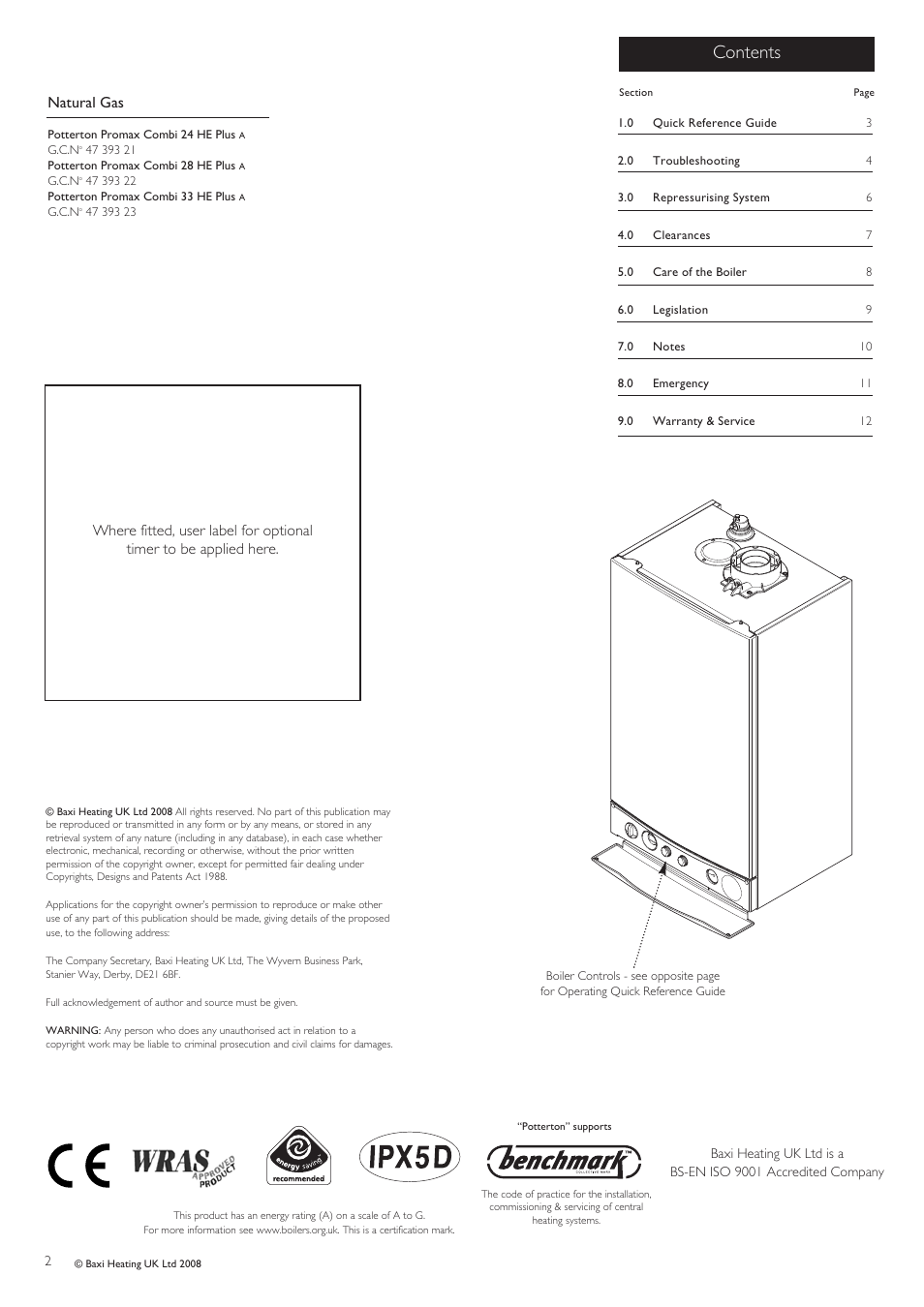 Baxi Potterton HE Plus A User Manual | Page 2 / 12