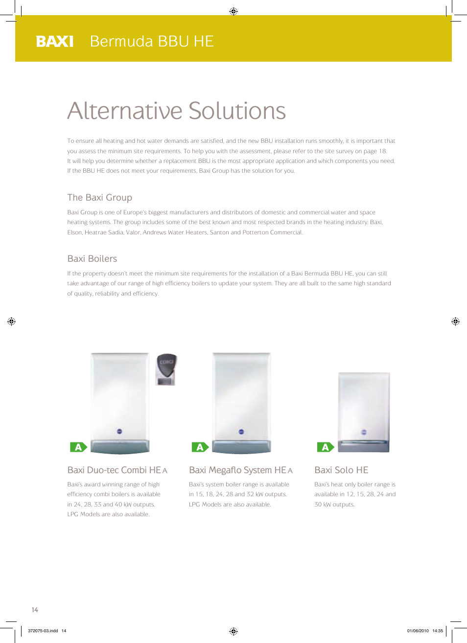 Alternative solutions, Bermuda bbu he | Baxi Potterton BERMUDA BBU HE User Manual | Page 14 / 20