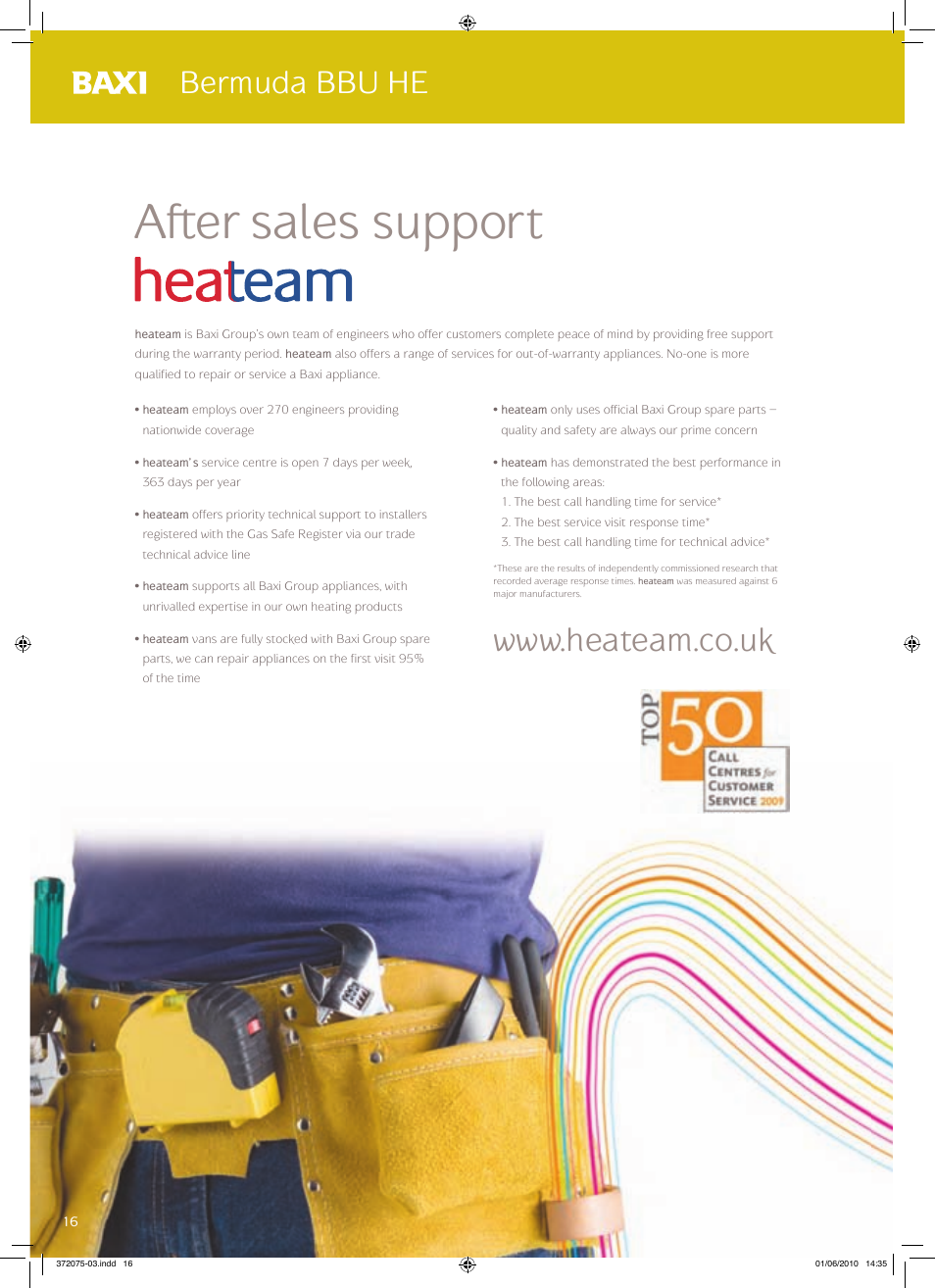 After sales support, Bermuda bbu he | Baxi Potterton BERMUDA BBU HE User Manual | Page 16 / 20