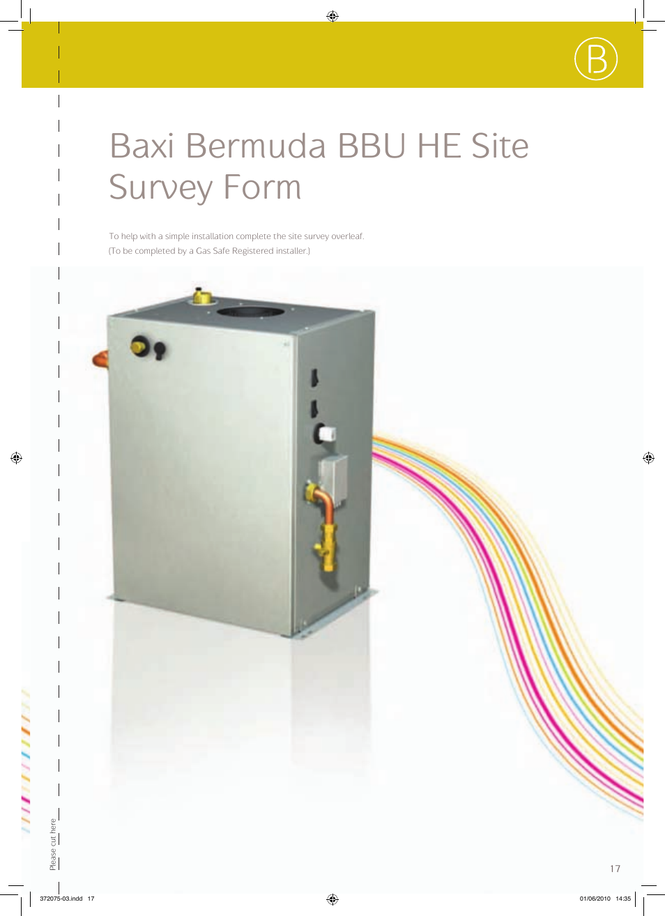 Baxi bermuda bbu he site survey form | Baxi Potterton BERMUDA BBU HE User Manual | Page 17 / 20