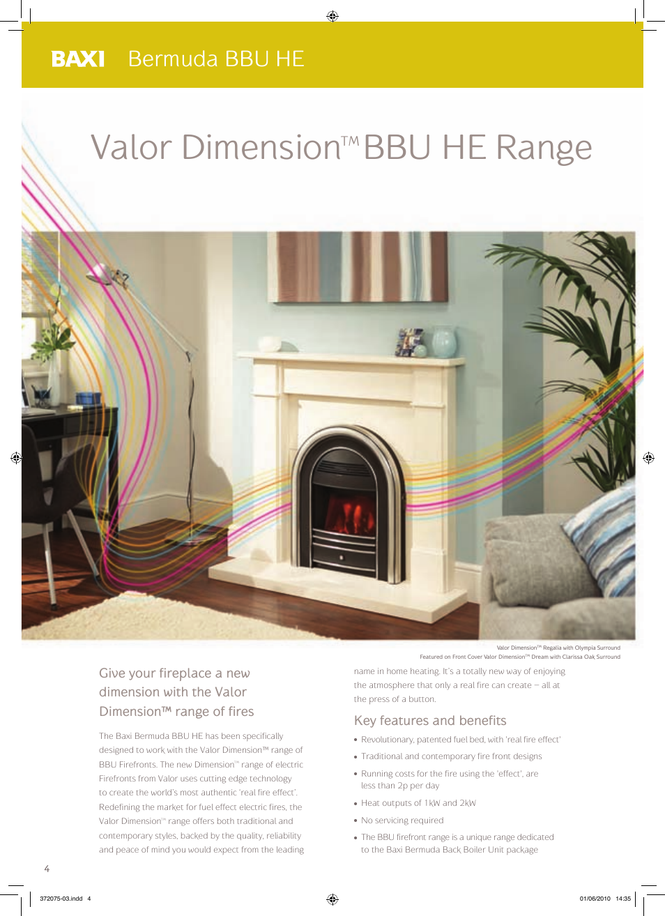 Valor dimension, Bbu he range, Bermuda bbu he | Key features and benefits | Baxi Potterton BERMUDA BBU HE User Manual | Page 4 / 20