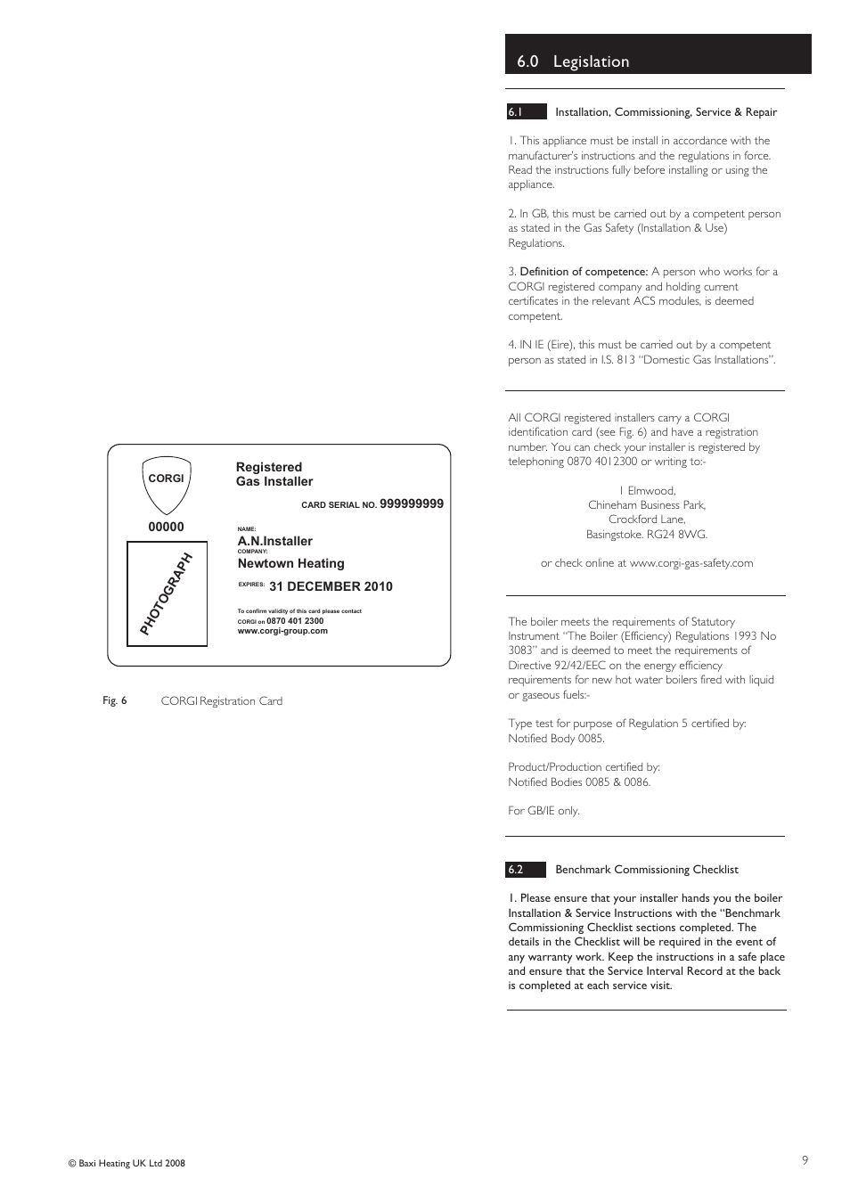 0 legislation | Baxi Potterton Boiler User Manual | Page 9 / 12
