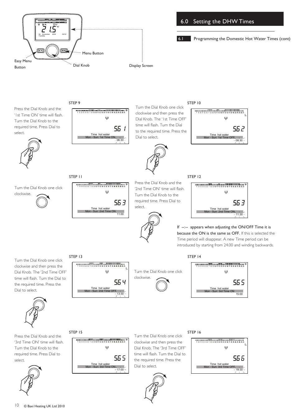 0 setting the dhw times | Baxi Potterton ECOGEN 24/1.0 User Manual | Page 10 / 24