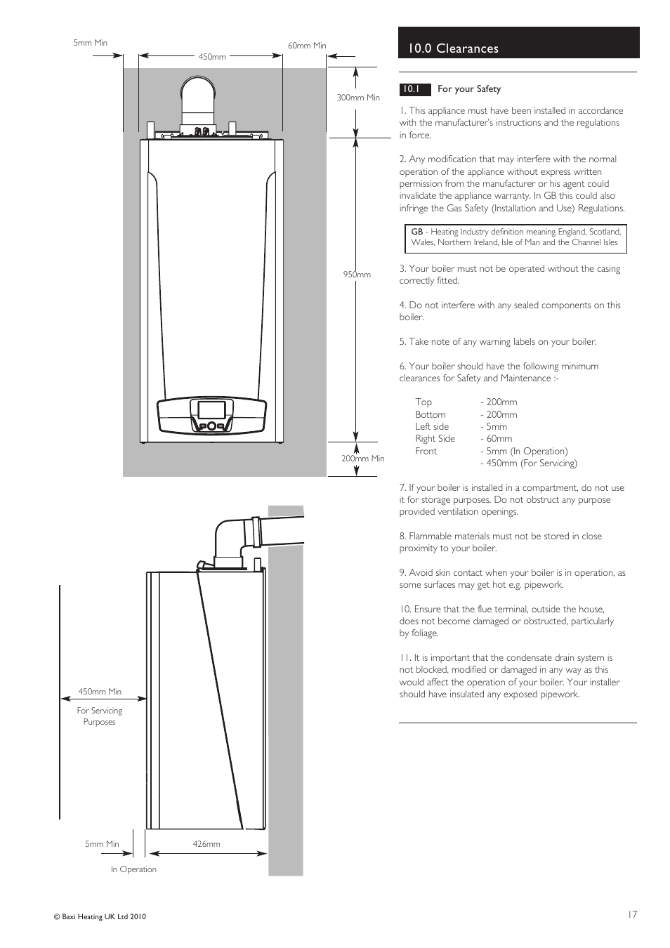 0 clearances | Baxi Potterton ECOGEN 24/1.0 User Manual | Page 17 / 24