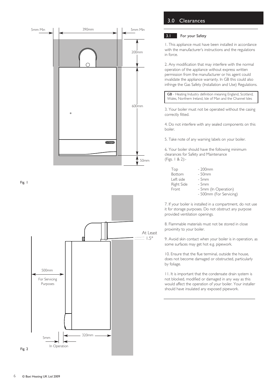 0 clearances | Baxi Potterton Promax 15/2 User Manual | Page 6 / 12