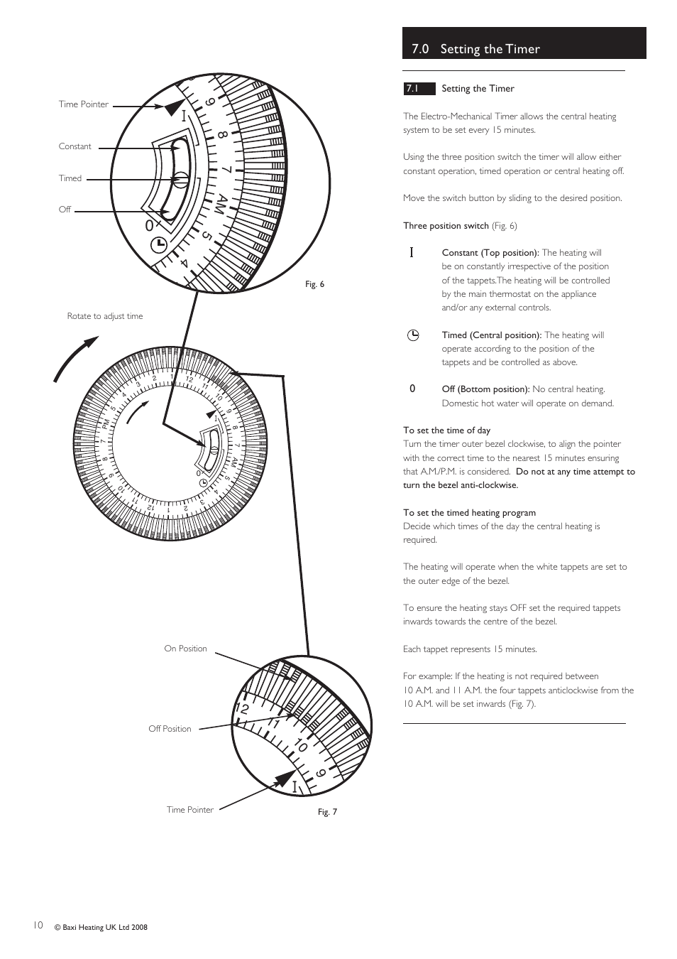 0 setting the timer | Baxi Potterton Cold HE A User Manual | Page 10 / 12