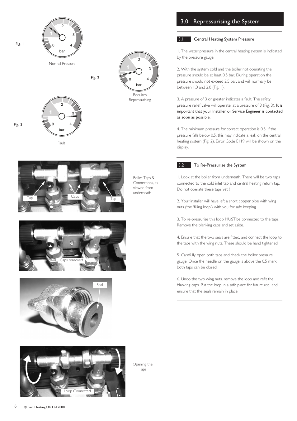 0 repressurising the system | Baxi Potterton Cold HE A User Manual | Page 6 / 12
