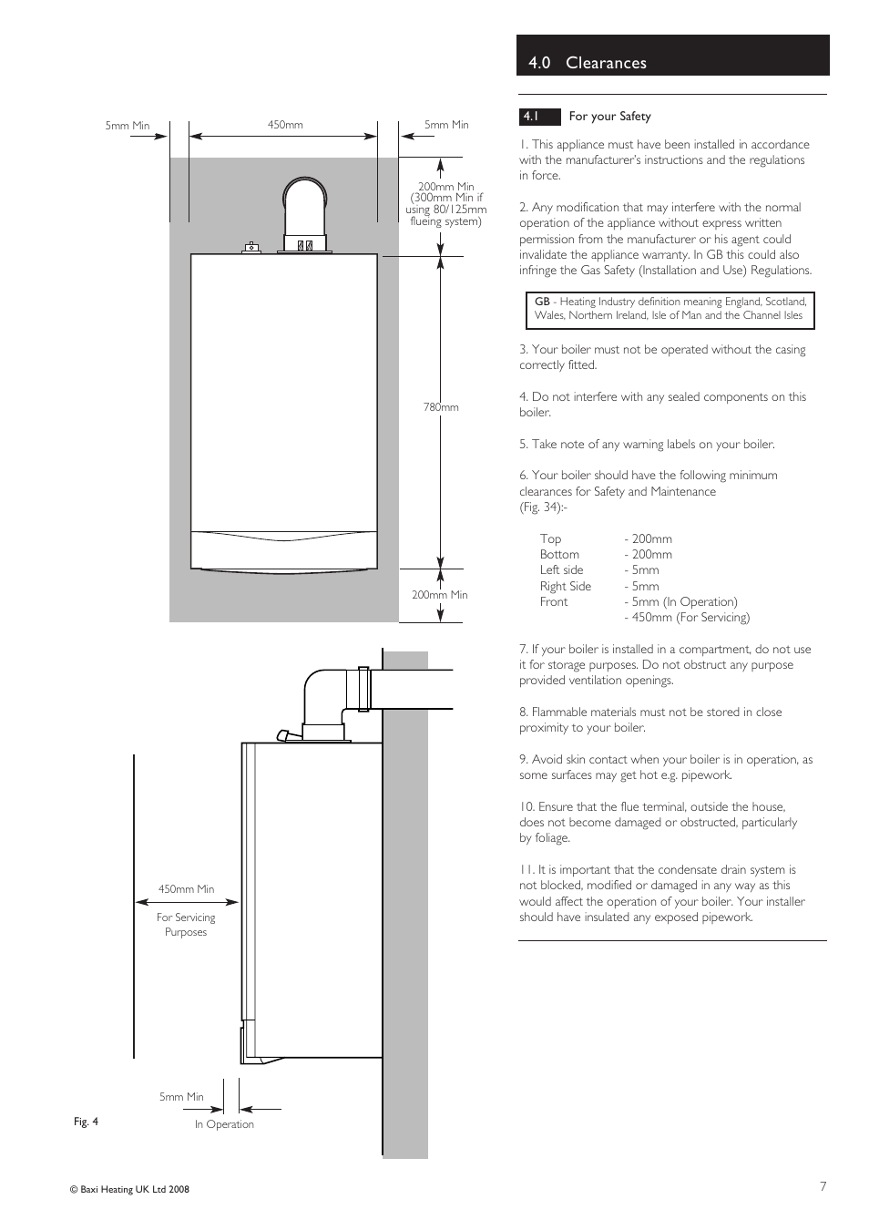 0 clearances | Baxi Potterton Cold HE A User Manual | Page 7 / 12