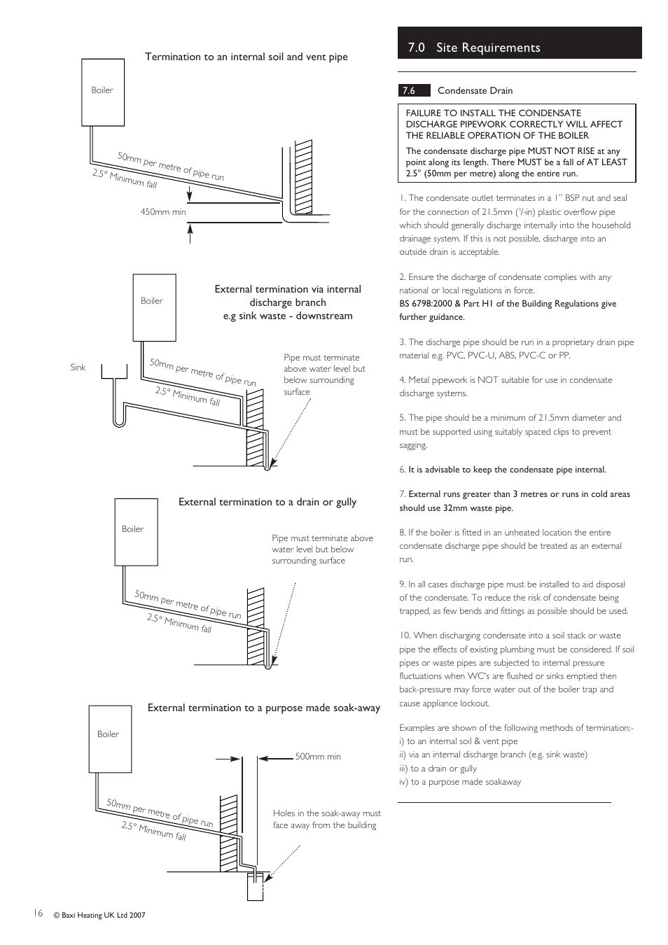 0 site requirements | Baxi Potterton PERFORMA 30 HE User Manual | Page 16 / 56