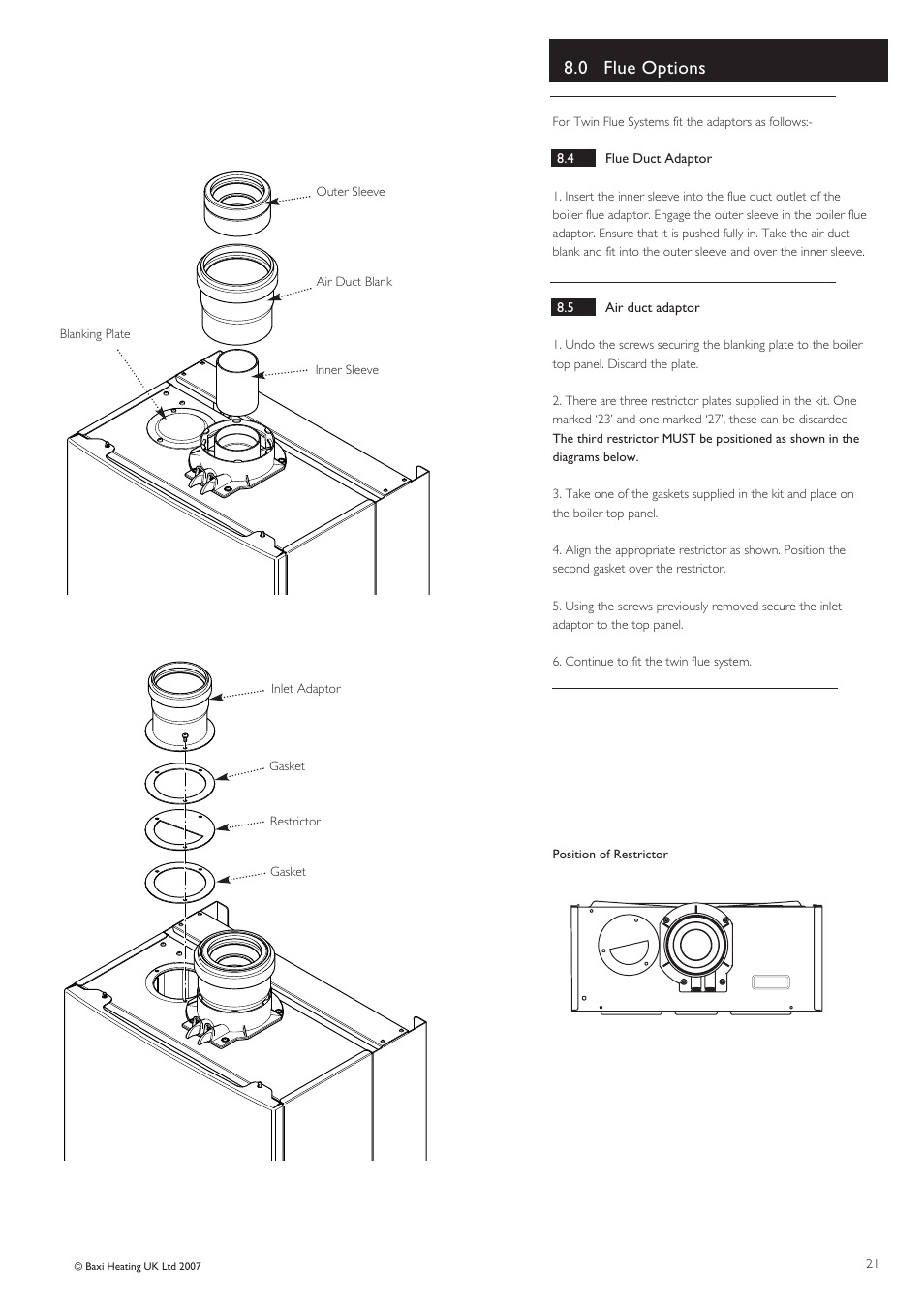 0 flue options | Baxi Potterton PERFORMA 30 HE User Manual | Page 21 / 56
