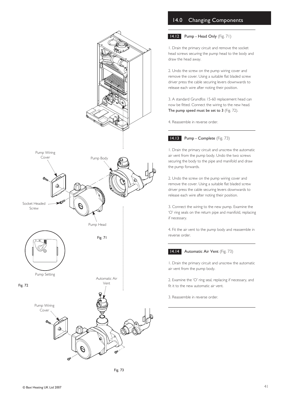 0 changing components | Baxi Potterton PERFORMA 30 HE User Manual | Page 41 / 56