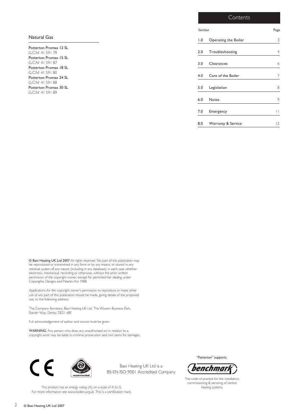 Baxi Potterton Promax SL User Manual | Page 2 / 12