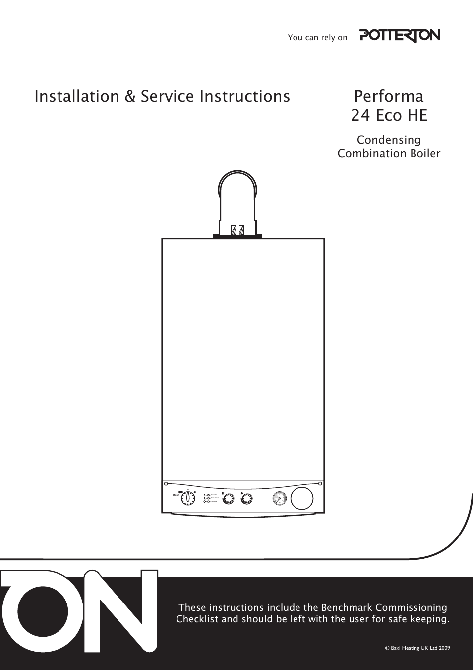 Baxi Potterton Condensing Combination Boiler Performa 24 Eco HE User Manual | 56 pages