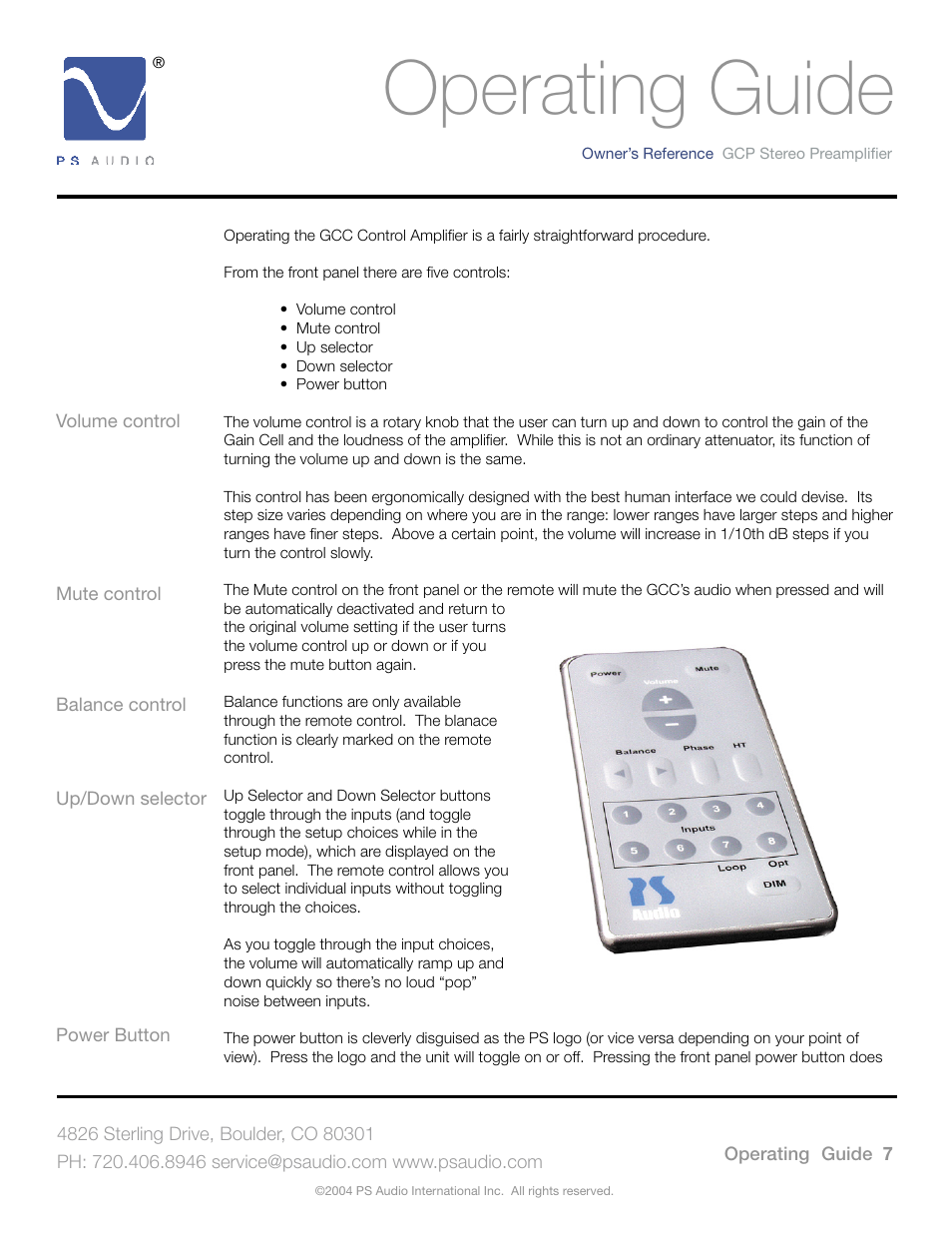 Operating guide | PSA GCC-500 User Manual | Page 11 / 24