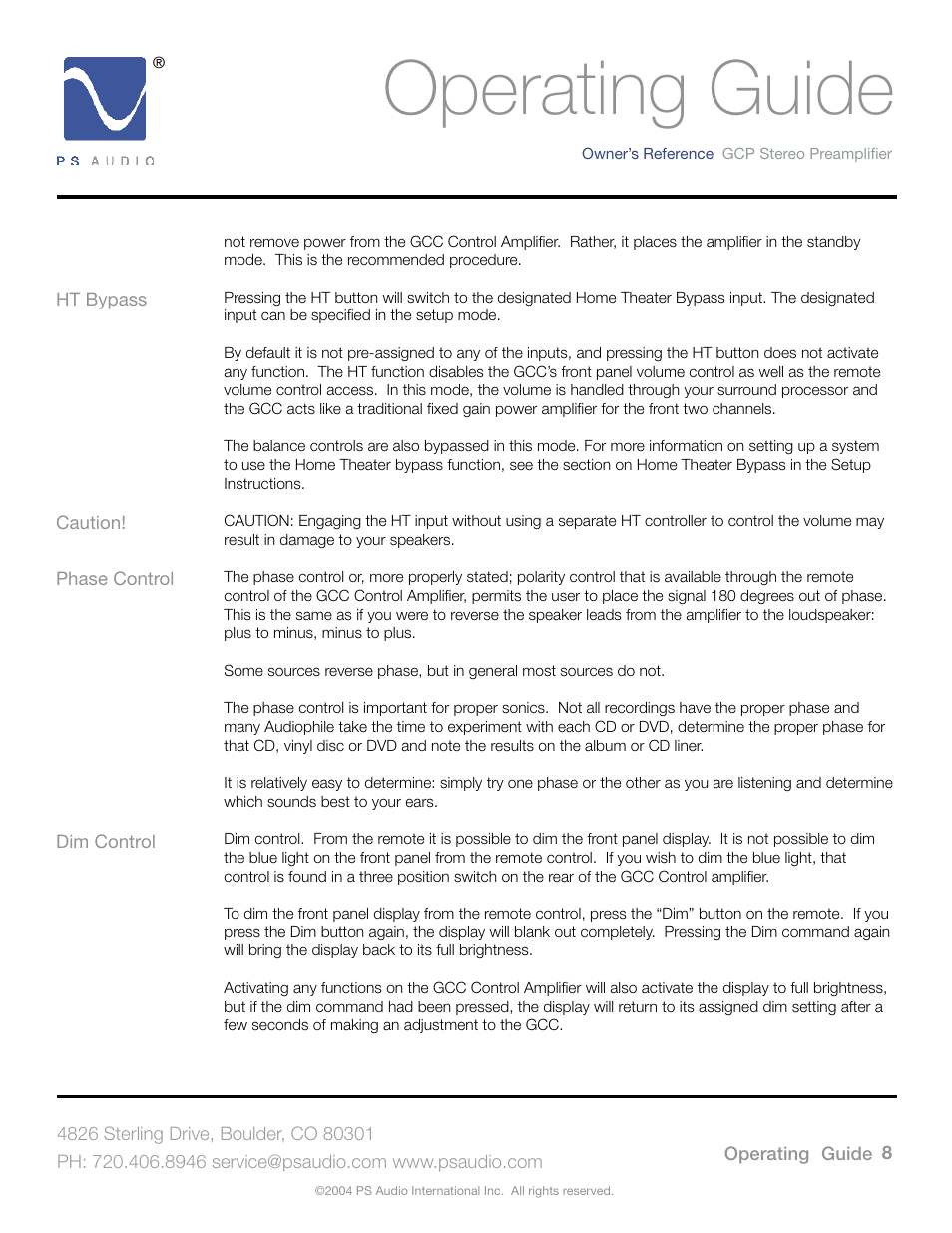 Operating guide | PSA GCC-500 User Manual | Page 12 / 24