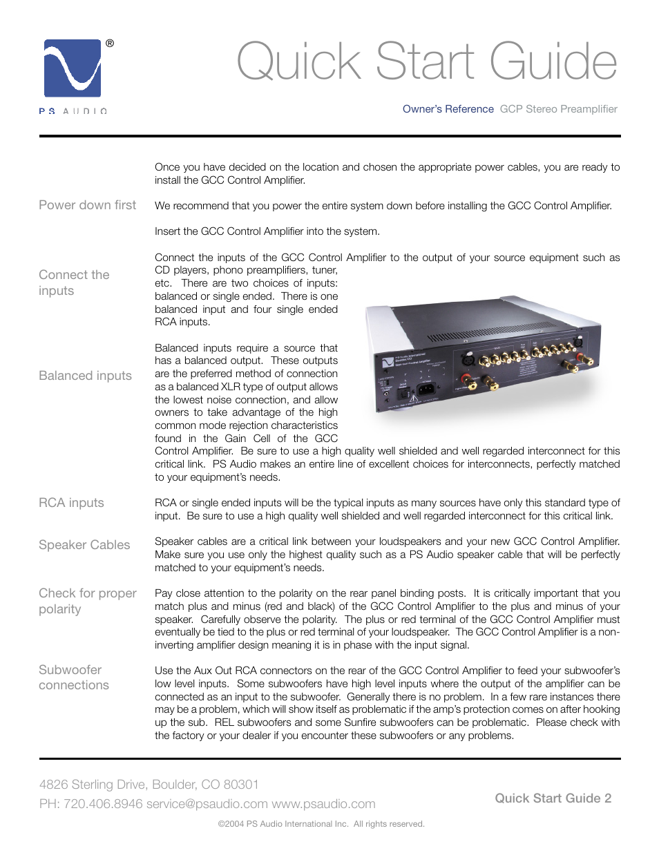 Quick start guide | PSA GCC-500 User Manual | Page 6 / 24