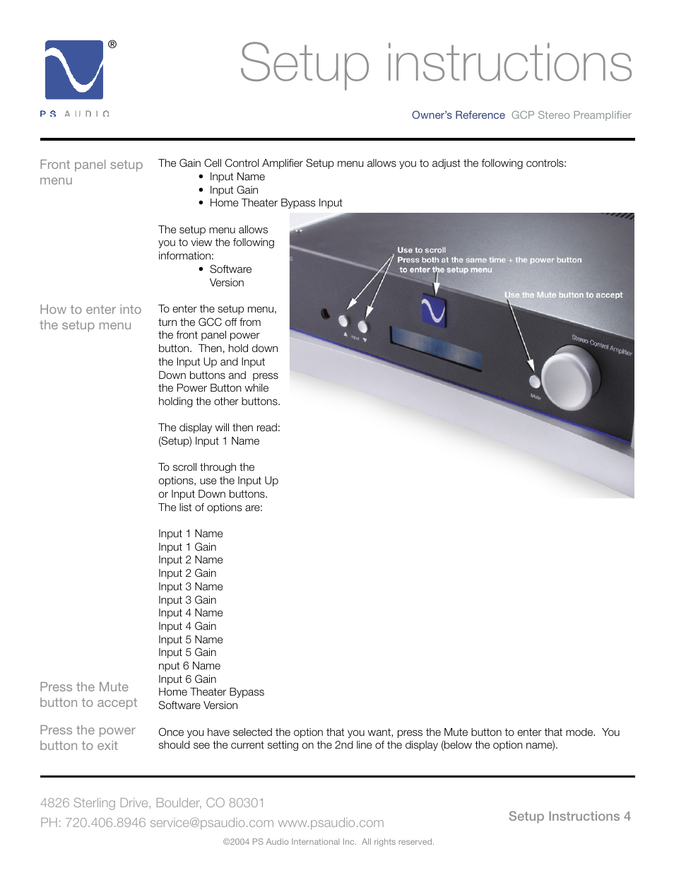 Setup instructions | PSA GCC-500 User Manual | Page 8 / 24