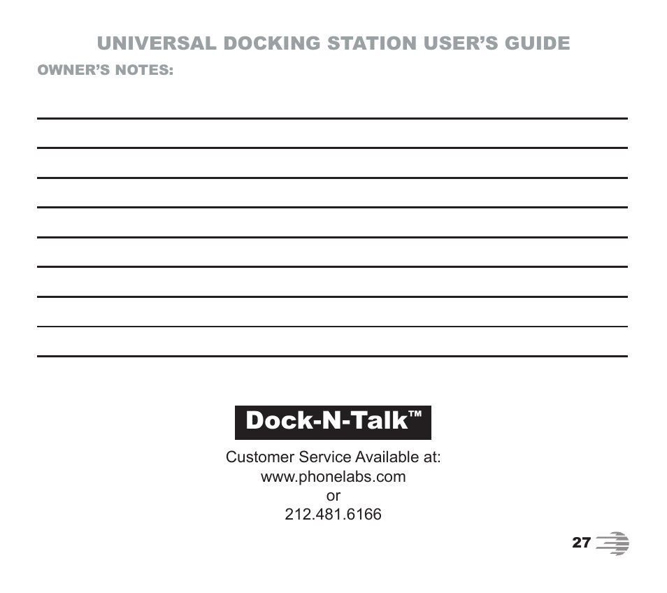 Dock-n-talk | Phone Labs Technology Company Phone Labs Dock-N-Talk User Manual | Page 27 / 28