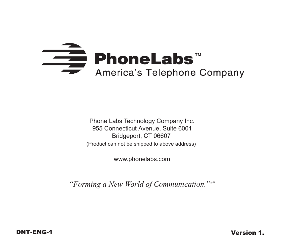 Forming a new world of communication | Phone Labs Technology Company Phone Labs Dock-N-Talk User Manual | Page 28 / 28