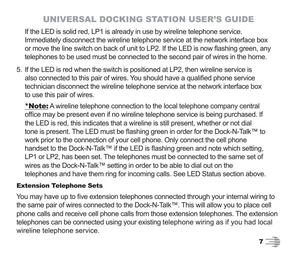 Universal docking station user’s guide | Phone Labs Technology Company Phone Labs Dock-N-Talk User Manual | Page 7 / 28
