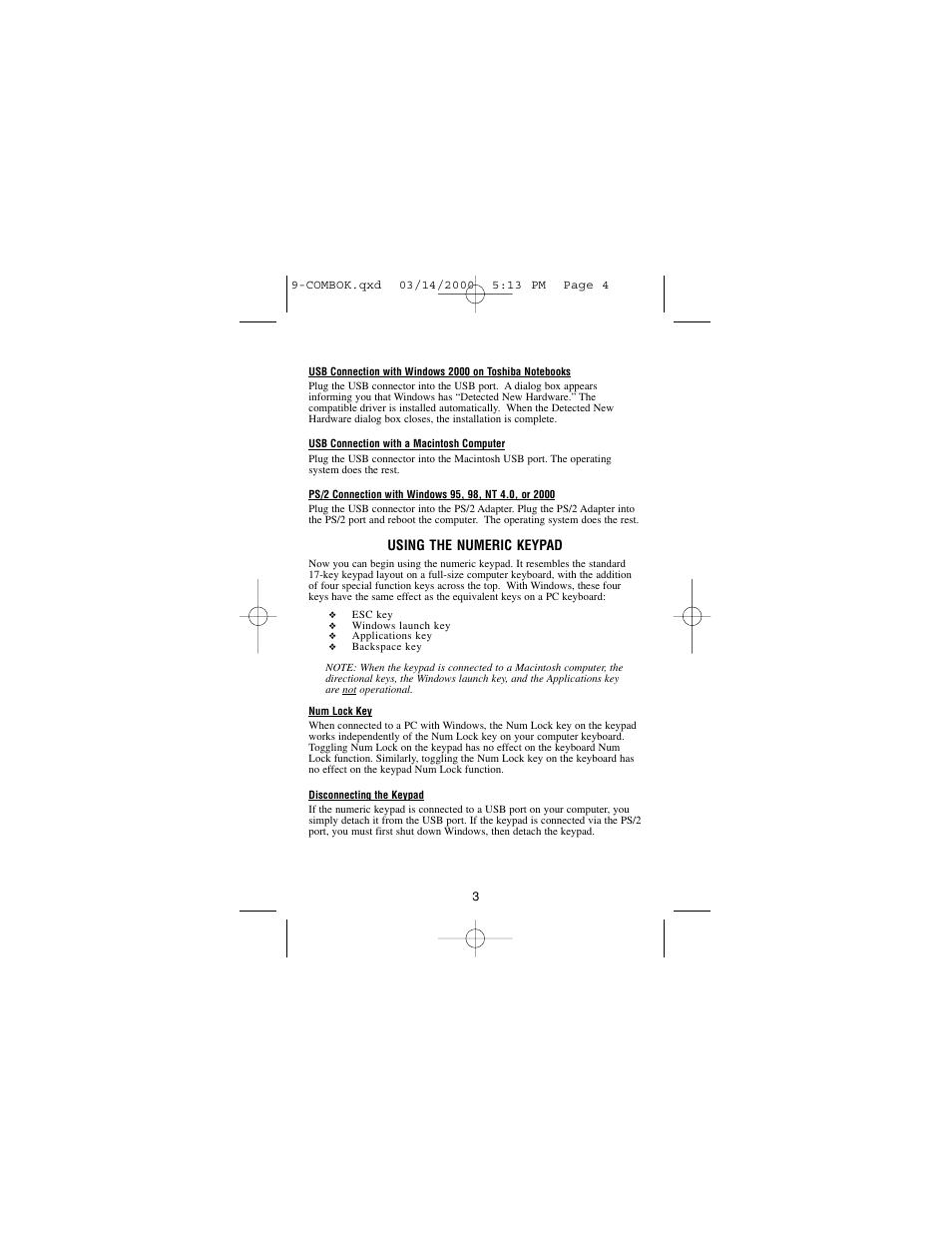 Using the numeric keypad | PORT noteworthy usb combo keypad 9-combok.qxd User Manual | Page 4 / 7