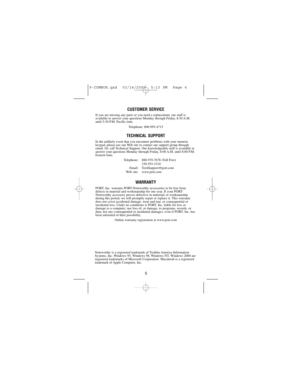 PORT noteworthy usb combo keypad 9-combok.qxd User Manual | Page 6 / 7