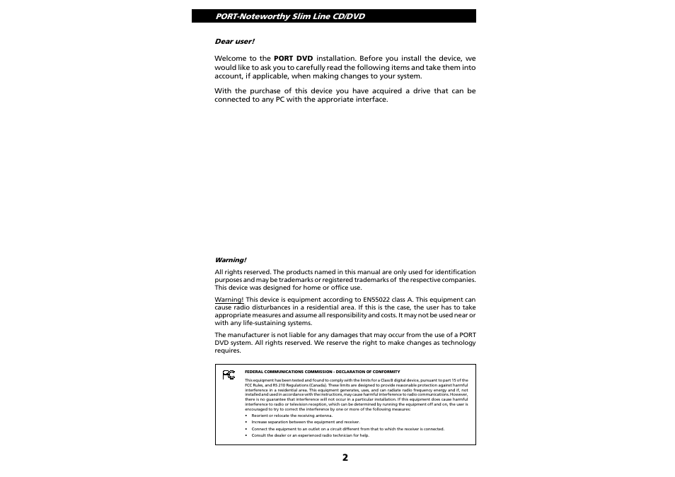 PORT Noteworthy Slim Line CD/DVD User Manual | Page 2 / 15