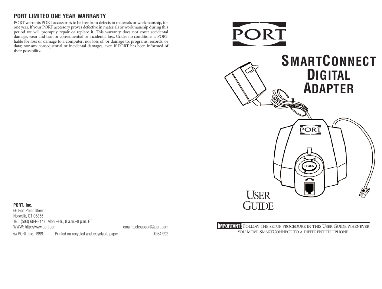 PORT SmartConnect Smart Connect Digital Adapter User Manual | 6 pages