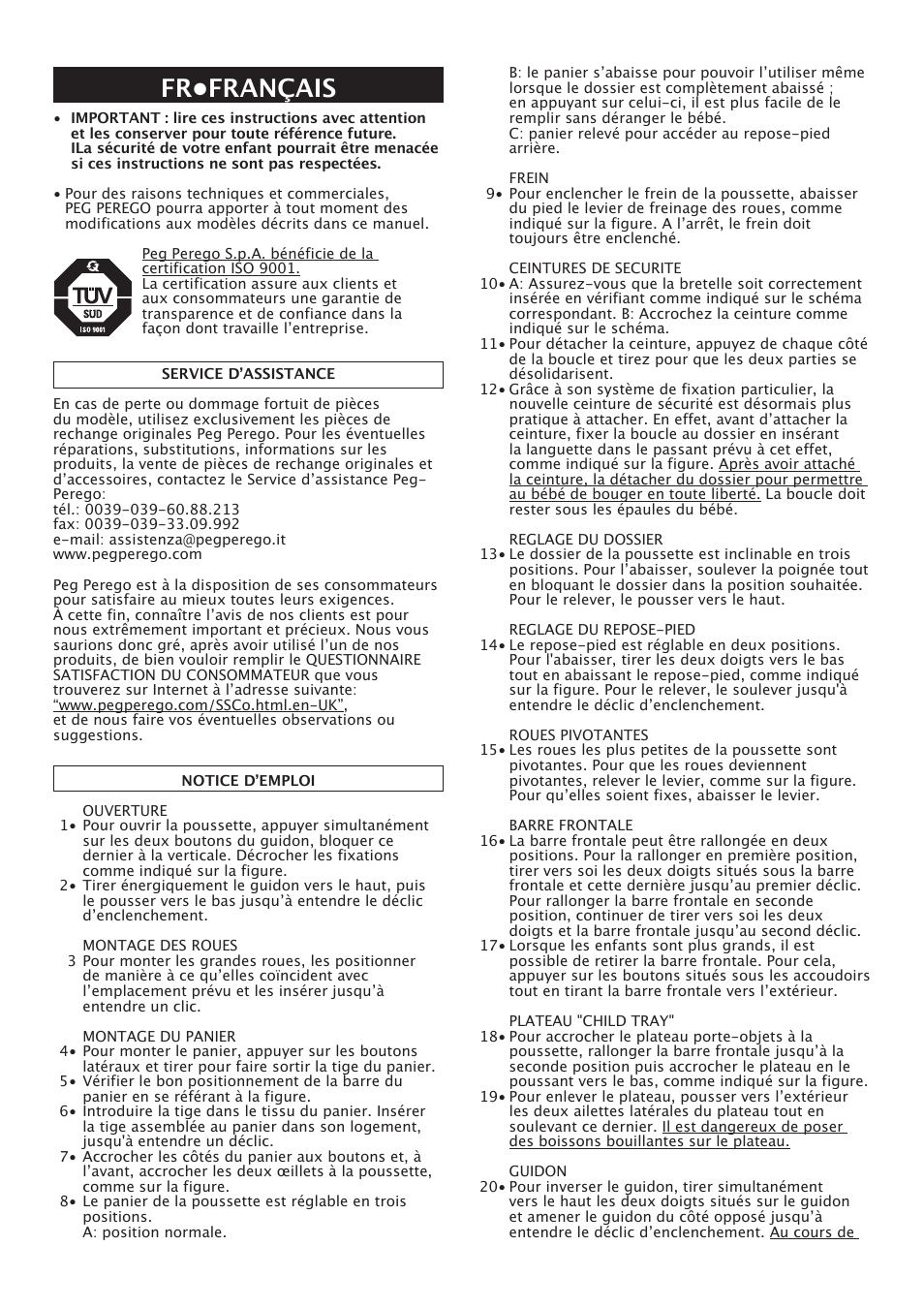 Fr•français | Peg-Perego Uno User Manual | Page 19 / 64