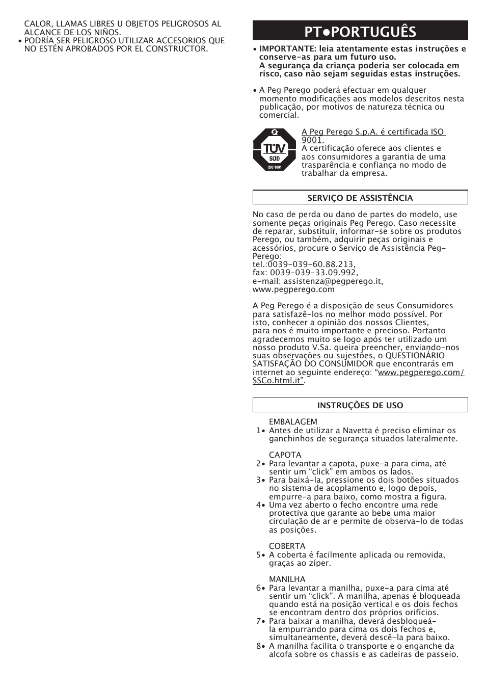 Pt•português | Peg-Perego Navetta S User Manual | Page 17 / 32