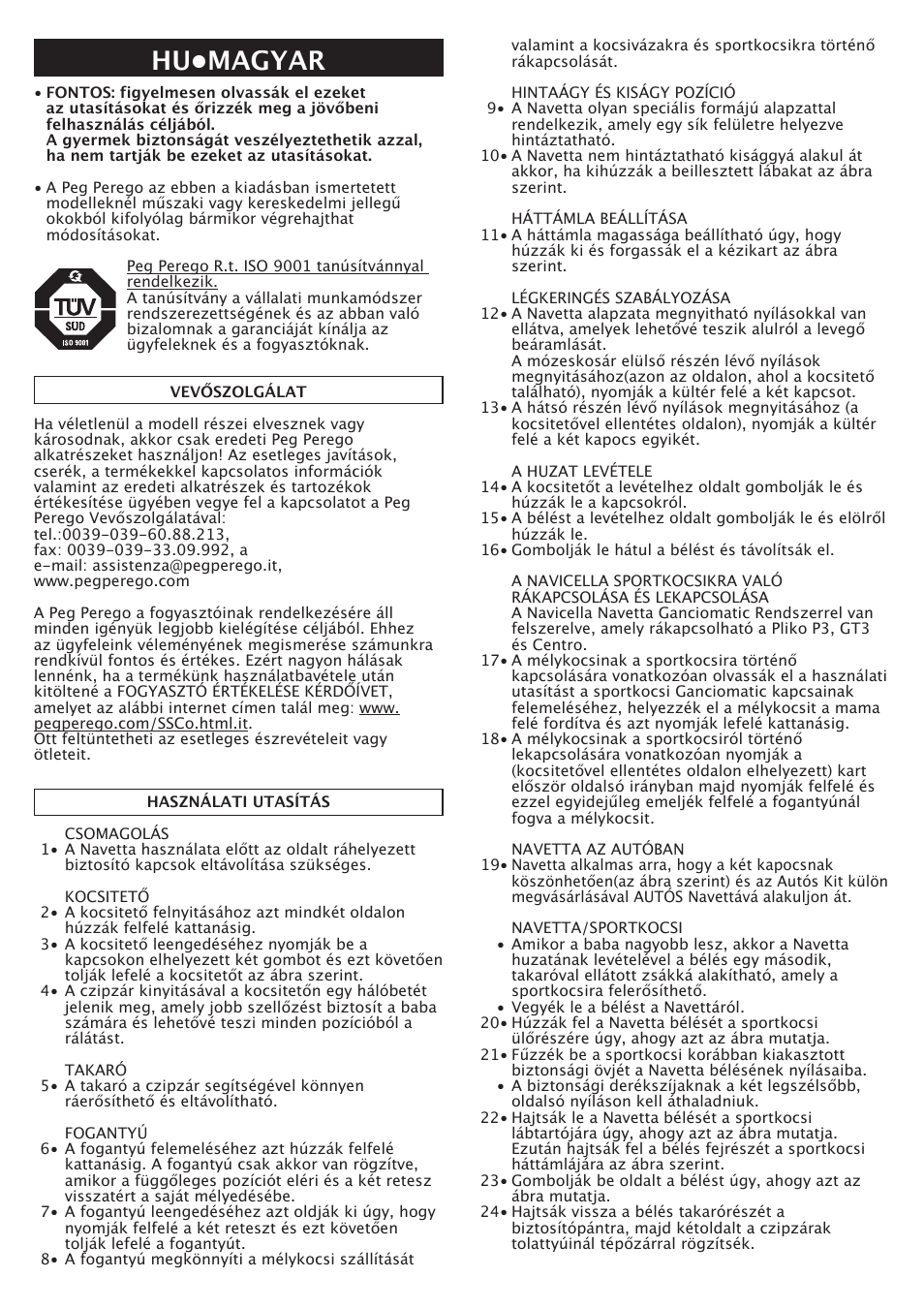 Hu•magyar | Peg-Perego Navetta S User Manual | Page 21 / 32