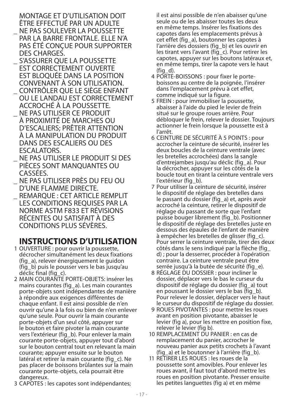Instructions d’utilisation | Peg-Perego ARIA TWIN 60-40 User Manual | Page 17 / 20
