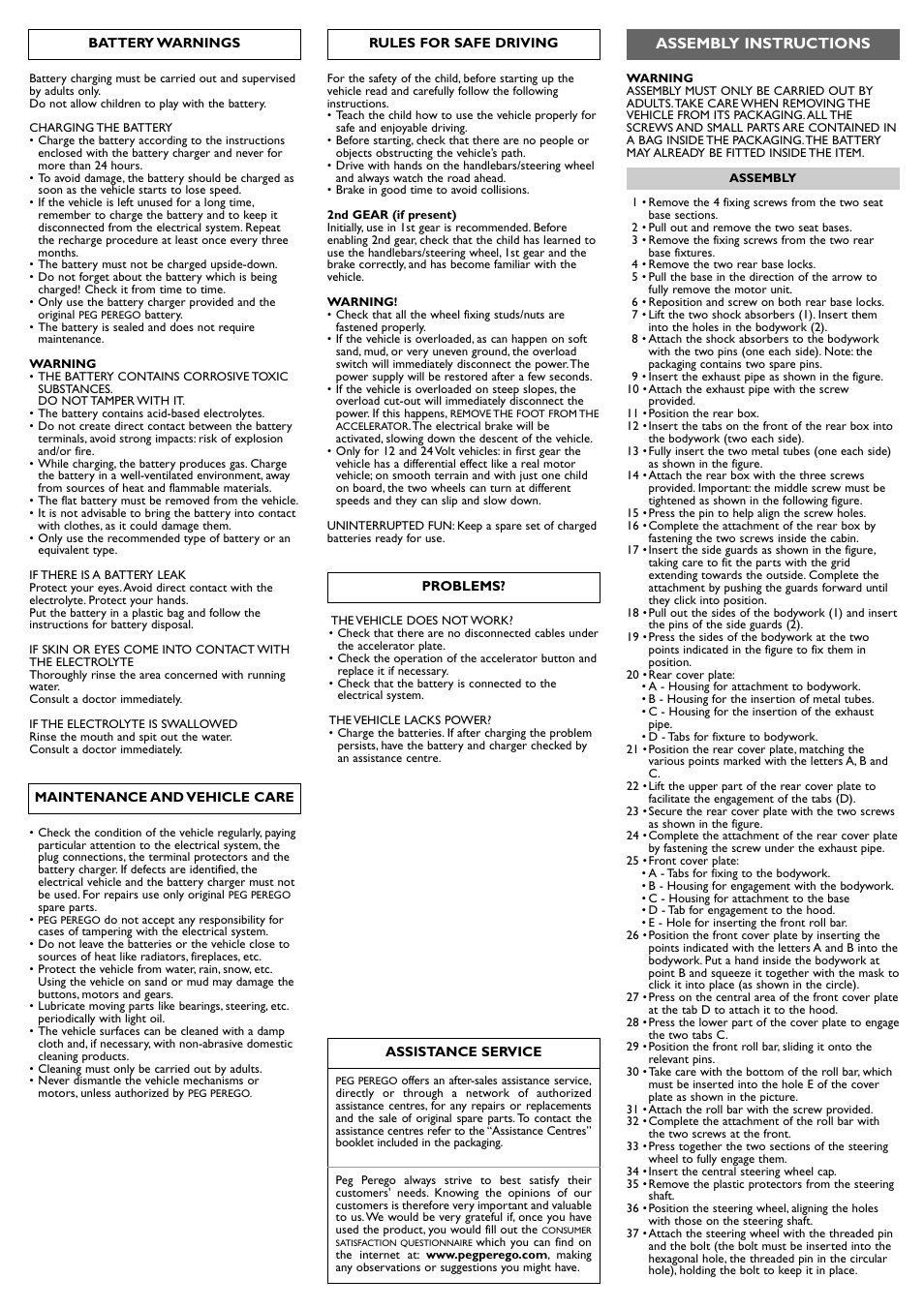 Assembly instructions | Peg-Perego Polaris Ranger RZR User Manual | Page 14 / 52