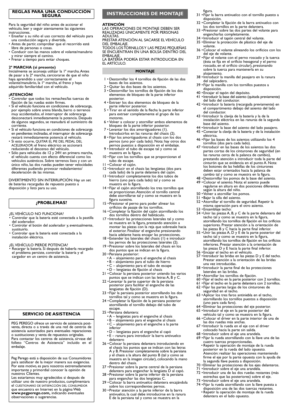 Instrucciones de montaje | Peg-Perego Polaris Ranger RZR User Manual | Page 22 / 52