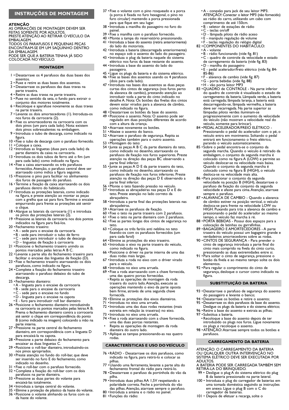 Instruções de montagem | Peg-Perego Polaris Ranger RZR User Manual | Page 25 / 52