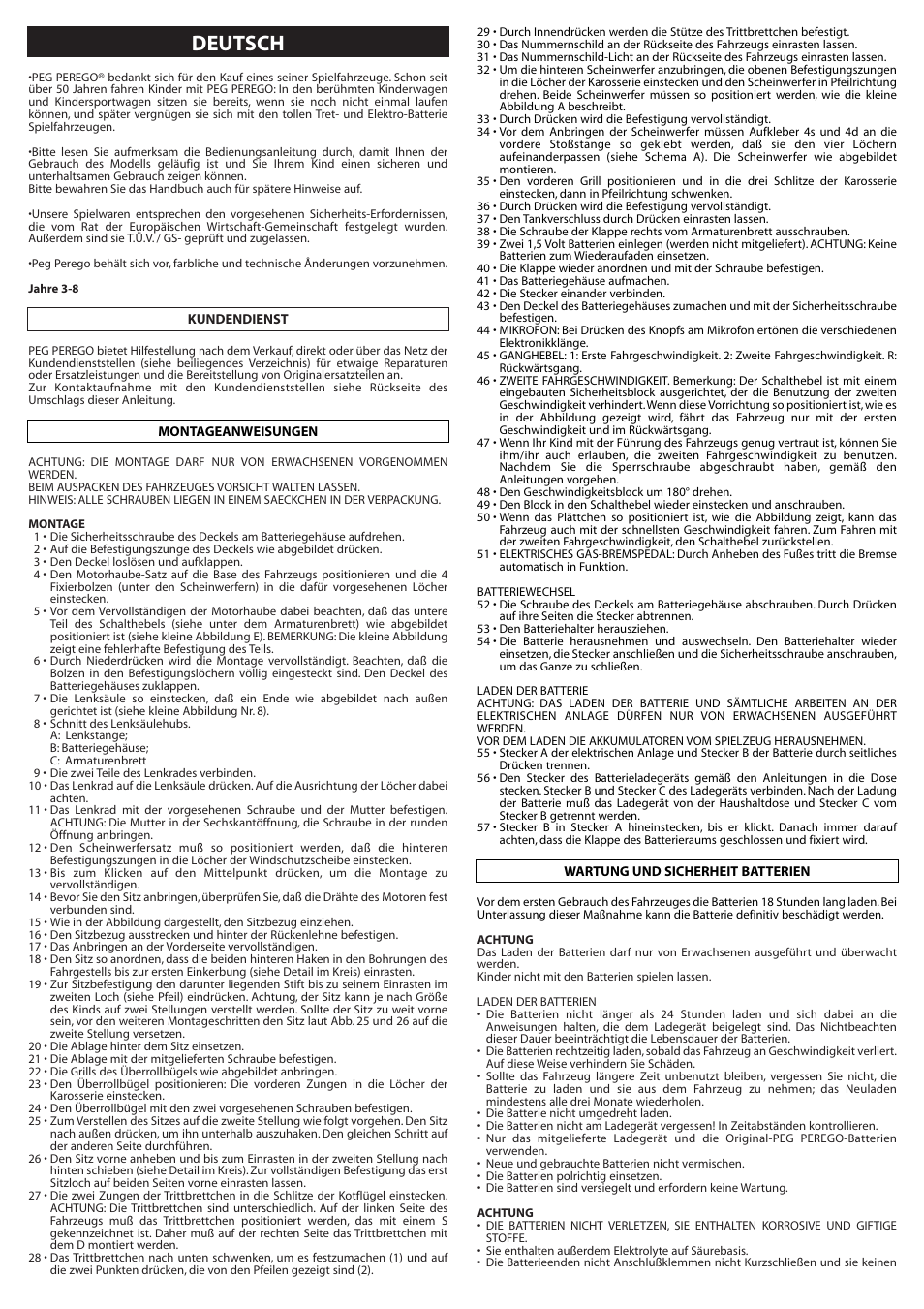 Deutsch | Peg-Perego Adventure FI000202G33 User Manual | Page 13 / 28