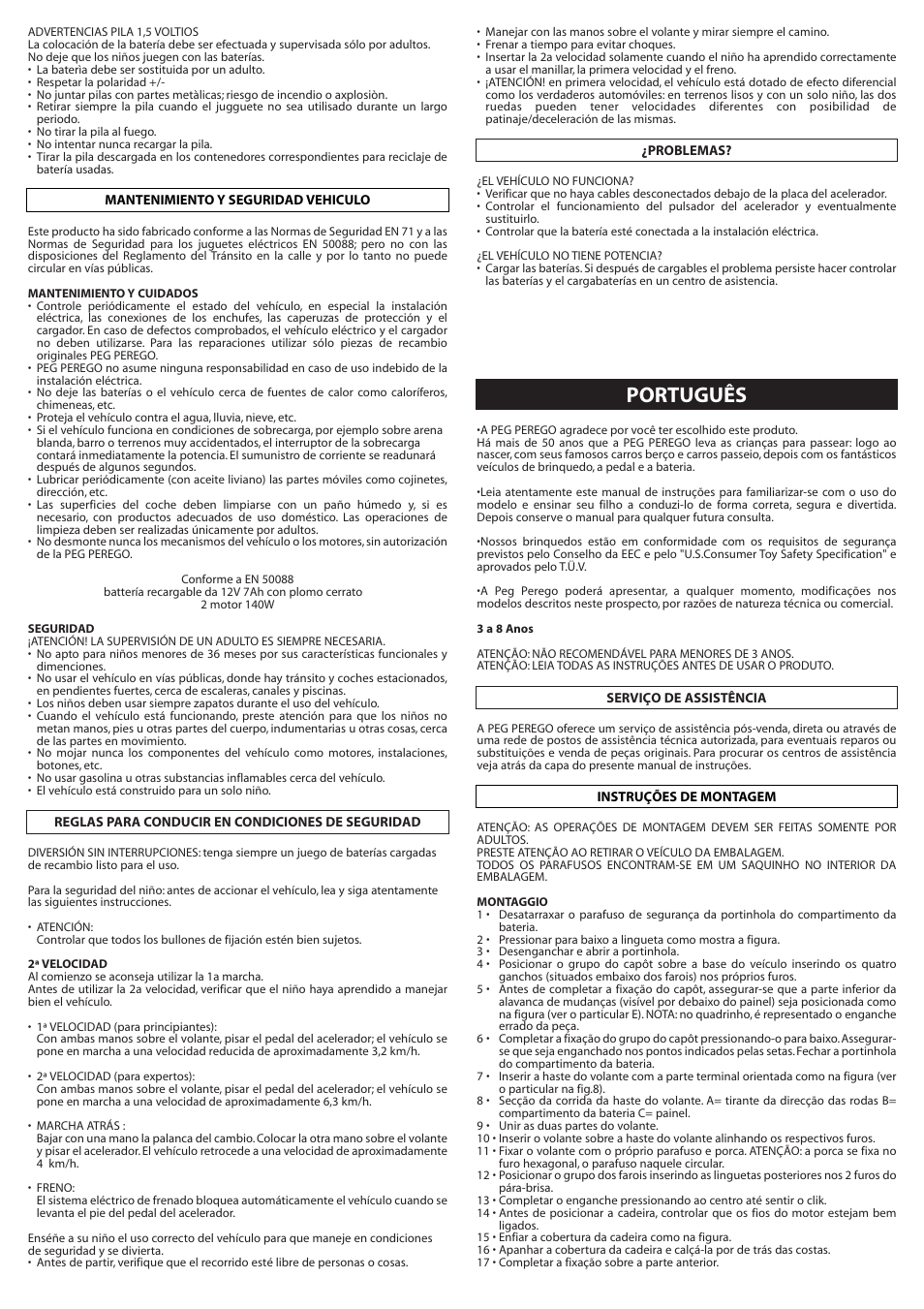 Português | Peg-Perego Adventure FI000202G33 User Manual | Page 16 / 28