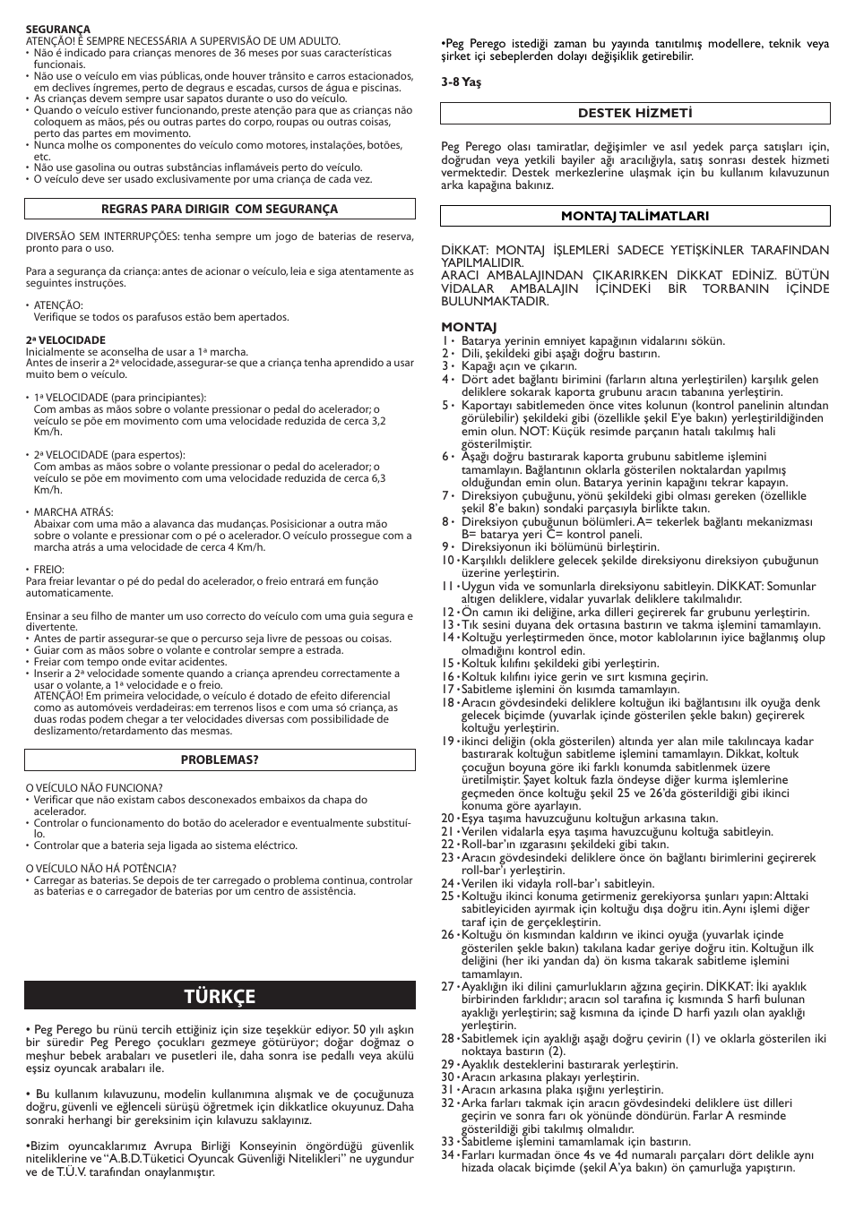 Türkçe | Peg-Perego Adventure FI000202G33 User Manual | Page 18 / 28