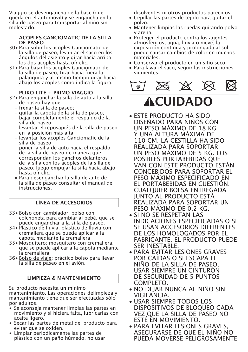 Cuidado | Peg-Perego P3 User Manual | Page 14 / 20