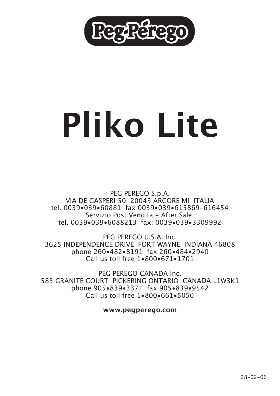 Pliko lite | Peg-Perego P3 User Manual | Page 20 / 20