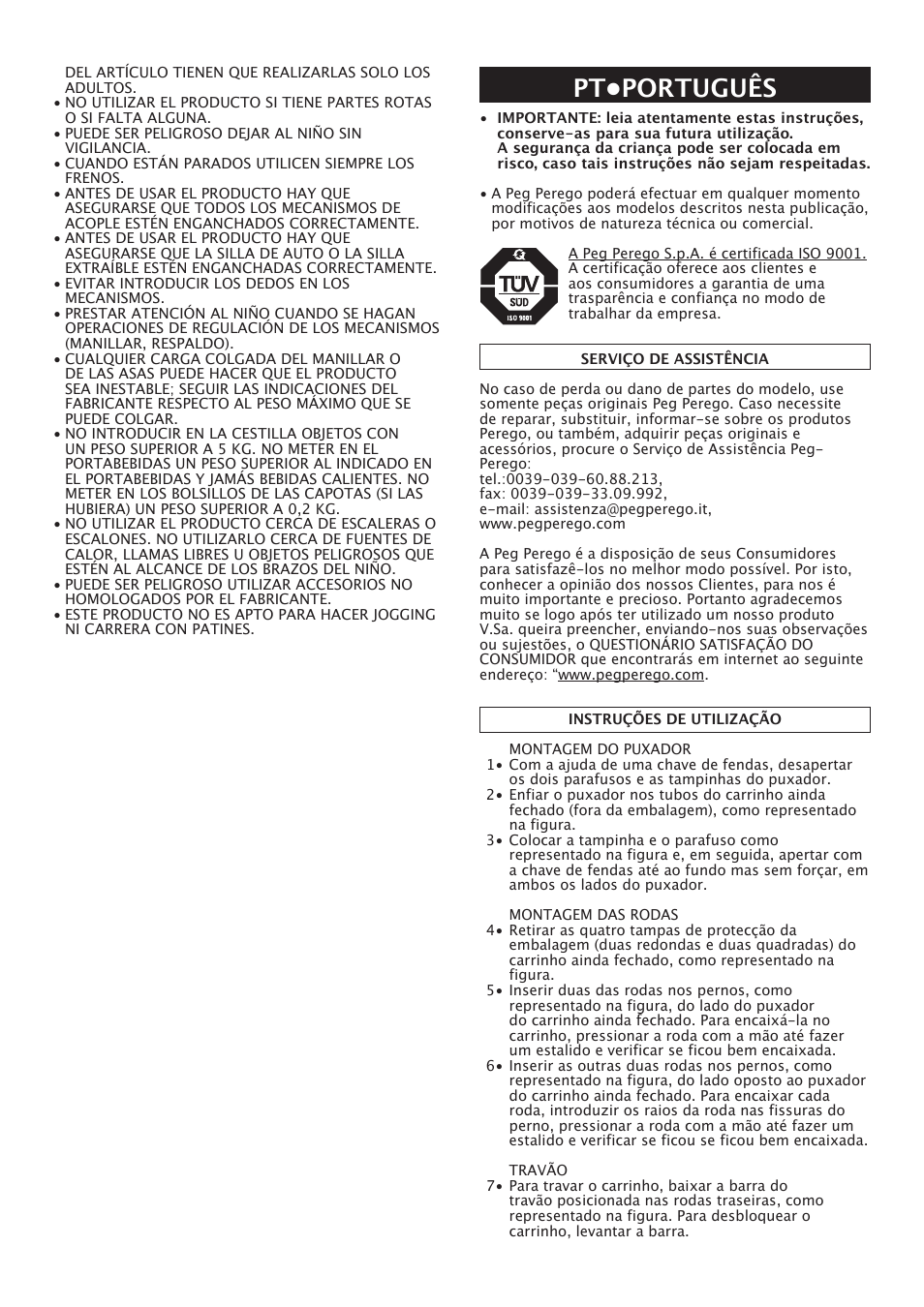 Pt•português | Peg-Perego Classico User Manual | Page 15 / 36