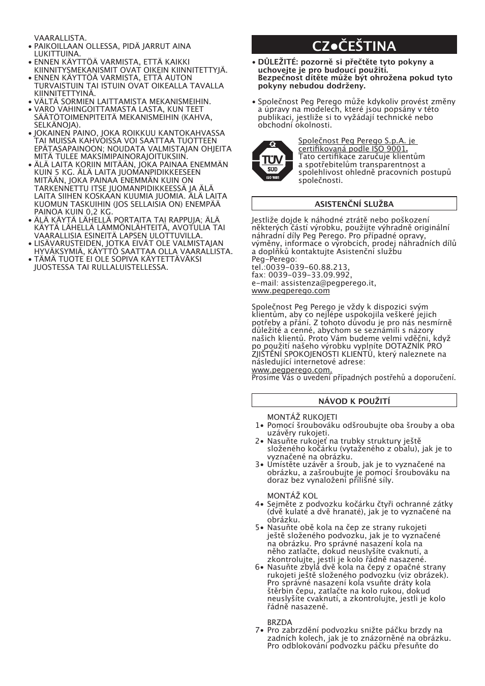 Cz•čeština | Peg-Perego Classico User Manual | Page 21 / 36